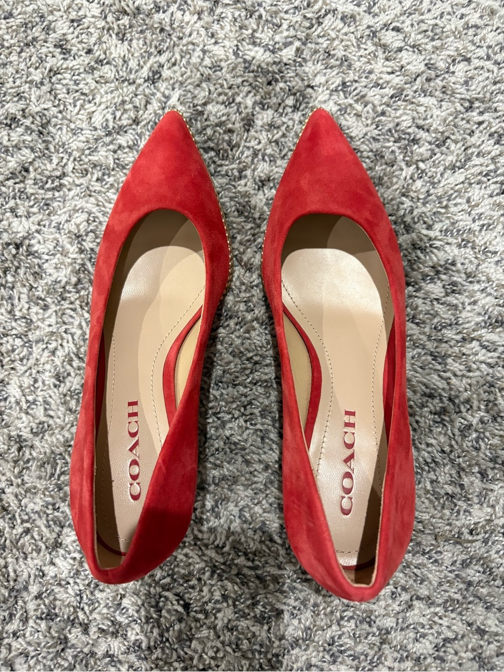 COACH Red Suede Pointed Toe Pumps